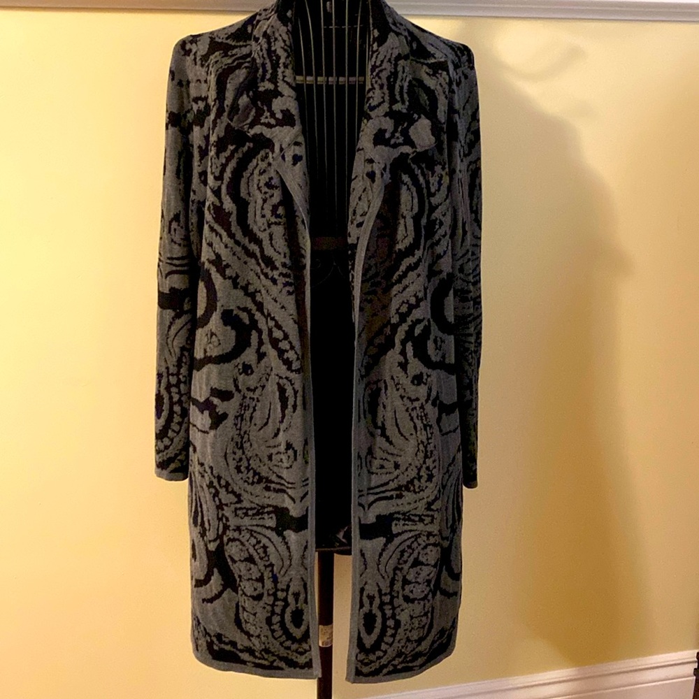 Melanie lyne Elegant Gray and Black Women's Cardigan